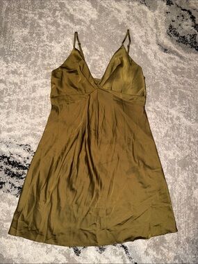 Forever 21 Olive Green Satin Slip Dress
